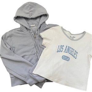 Brandy Melville Cristy hoodie & baby tee bundle